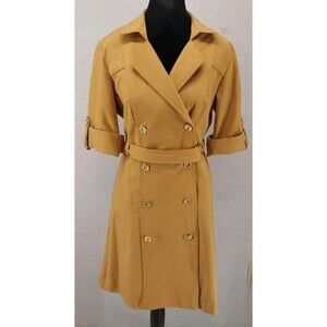 Sharagano Belted Trench Shirt Dress Mustard Yellow Size 10